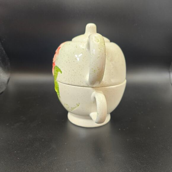 Rose Relief Tea for One Ceramic Teapot Cup Set – Damaged Lid - Picture 2 of 11